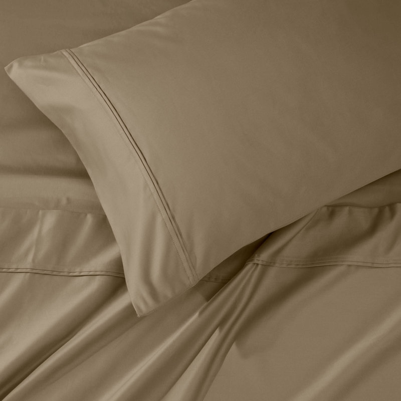 Blue Nile Mills 1200 Thread Count 100% Egyptian Cotton Deep Pocket Sheet Set, Taupe, Queen