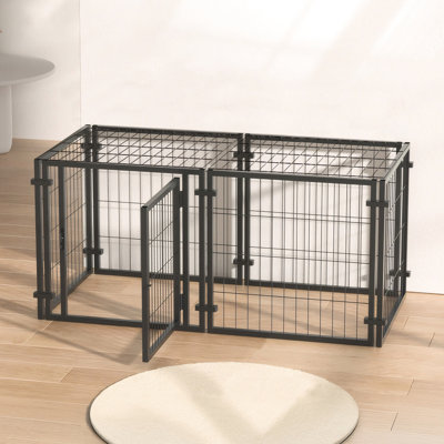 Cage pour chien de 47,2 po - cage à chiot idéale pour les petits et grands types, conception en métal, utilisation intérieure à l'extérieur, noir, H 23,6 po Canines pour parc, métal noir, L 47,2 po x l 23,6 po