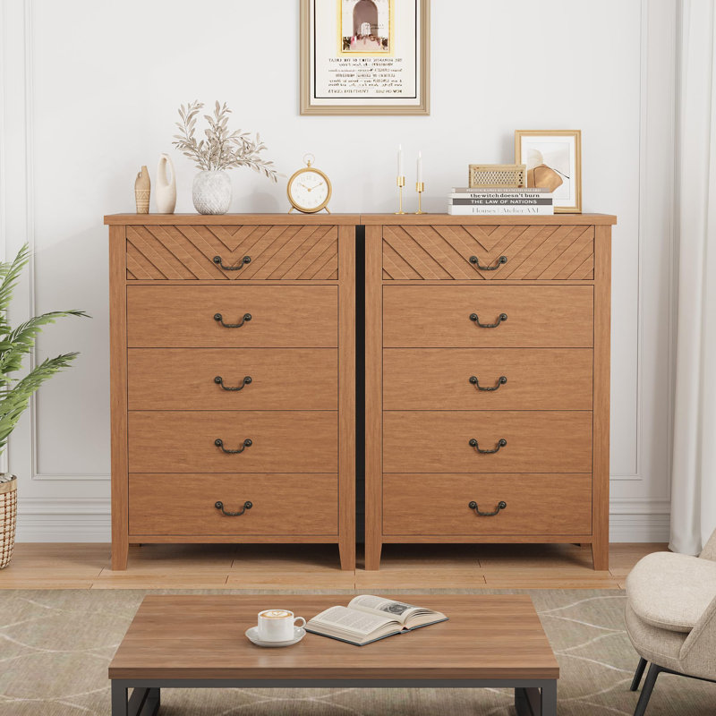 5 Dresser for Bedroom, 45.2" Tall Dresser, Vertical Drawer with Storage Freestanding, Wooden Closet Storage Chest for Bedroom