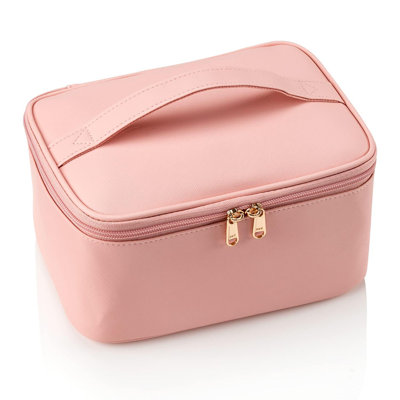 Trousse de maquillage rose, trousse de rangement de voyage, trousses de toilette de grande capacité pour femme