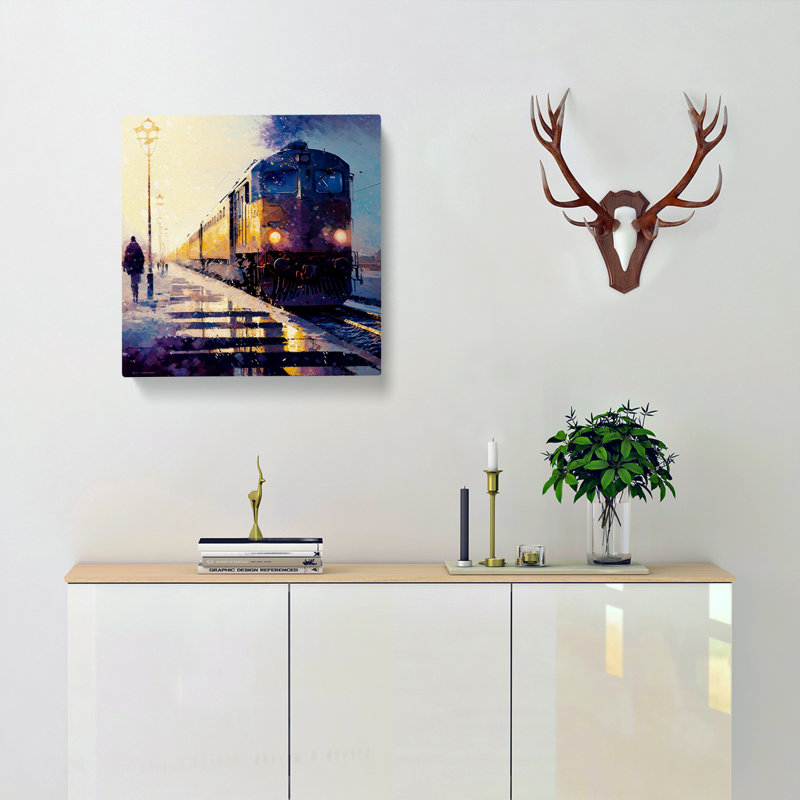 Train Post-Impressionism - Wrapped Canvas - Framed Print, 35cm H x 35cm W x 3cm D