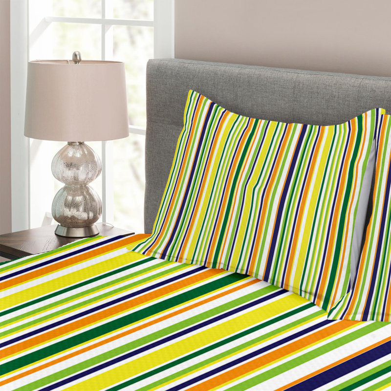 Modern & Contemporary Polyester Striped Coverlet, Queen Coverlet + 2 Shams