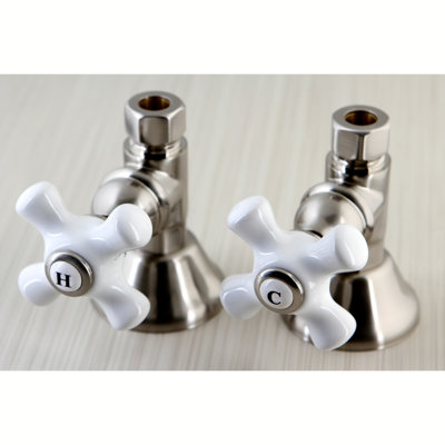 Kingston Brass Trimscape 1/2-Inch FIP x 1/2-Inch OD Comp Quarter-Turn Straight Stop Valve