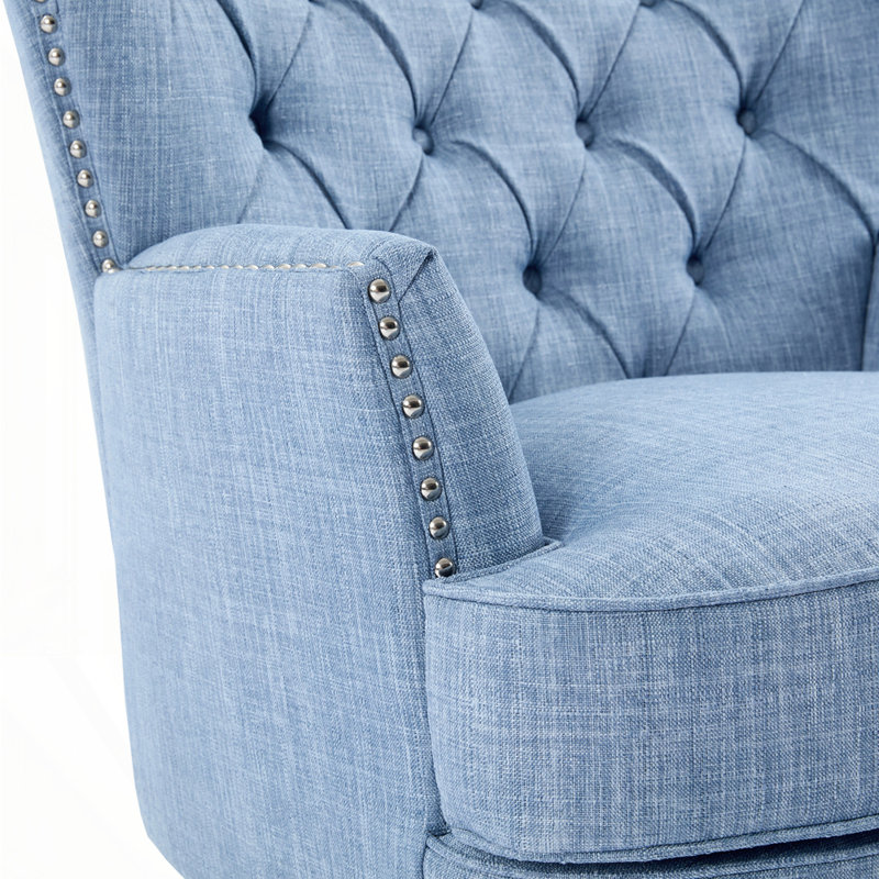 Chaise moderne avec accoudoirs évasés et silhouette moderne, Bleu clair