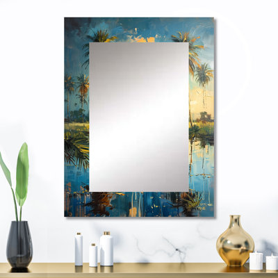 Green Palm Trees Serenity II - Green Wall Mirror Decor