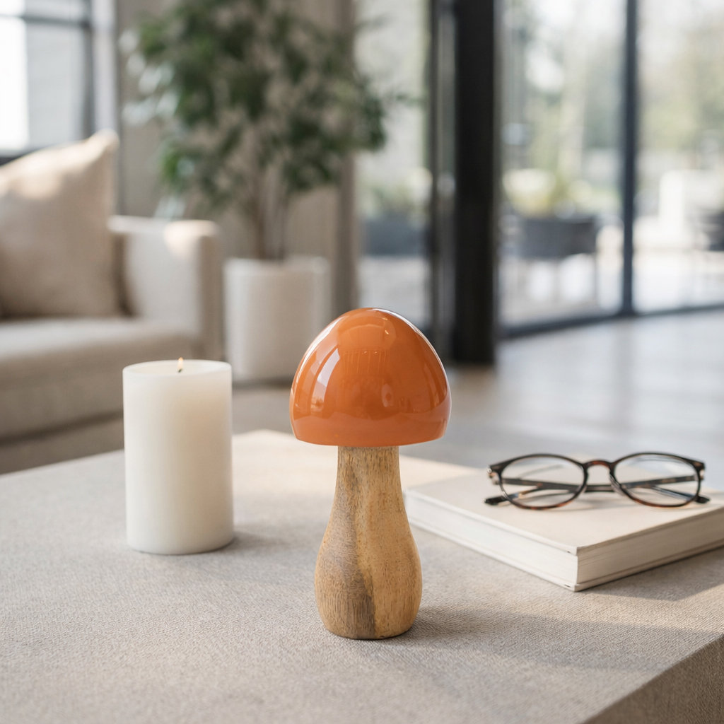 Elka Mango Wood Sculpture, 6" H x 3" W x 3" D, Two Tone Orange