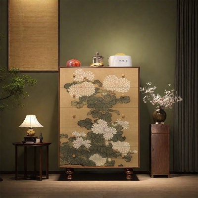 Armoire décorative à cinq tiroirs en pin