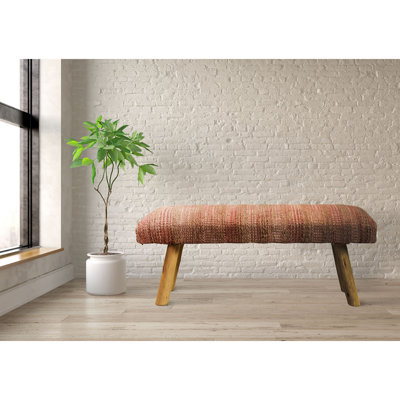 Modern Boho Striped Handmade Upholstered Accent Bench