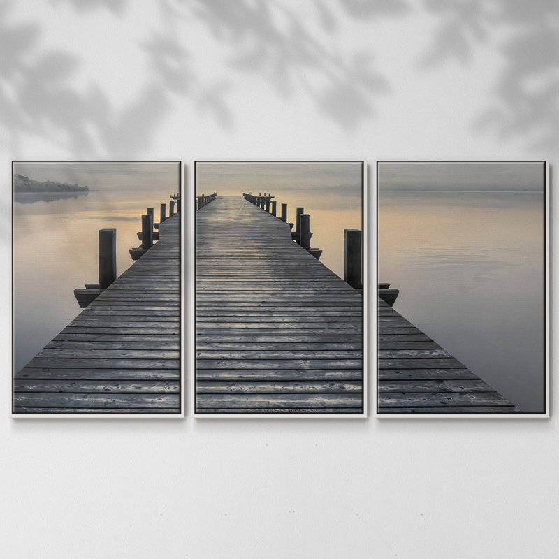 Sun Down - 3 pièces avec cadre flottant, H 24 po x l 48 po x P 2 po, Blanc