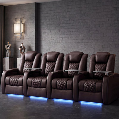 Leather Home Theater Seating with Cup Holder