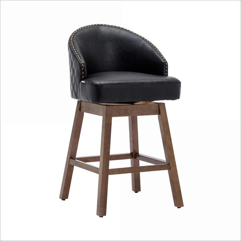 Chaise de bar pivotante en similicuir à hauteur de comptoir simple en similicuir par pour îlot de cuisine, sièges d'appoint de style classique