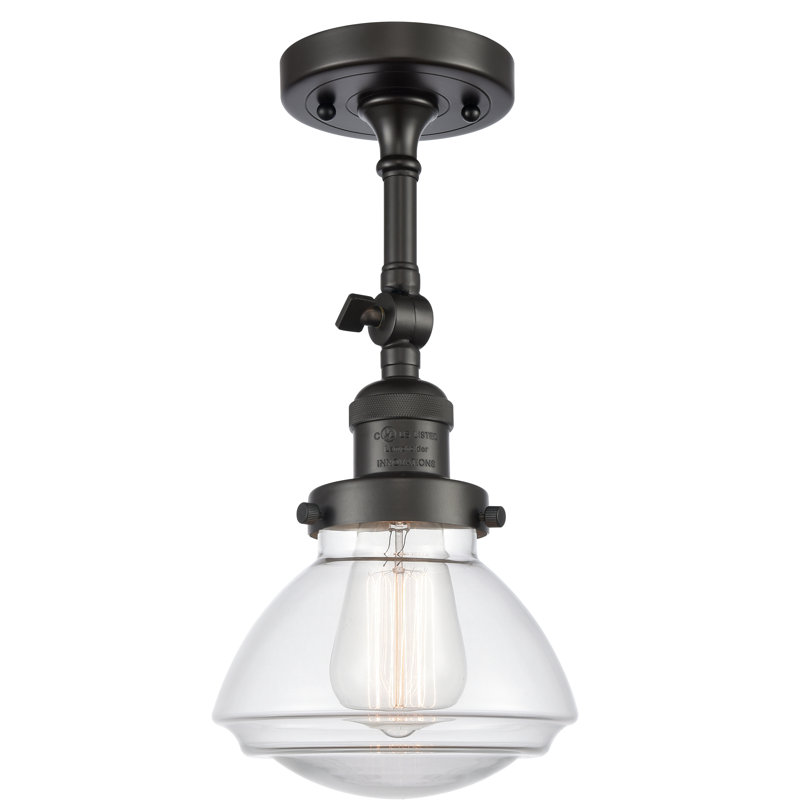 Plafonnier semi-encastré 1 lumière 6,75 po Chesterville, Transparent, Ampoule non incluse, Bronze huilé