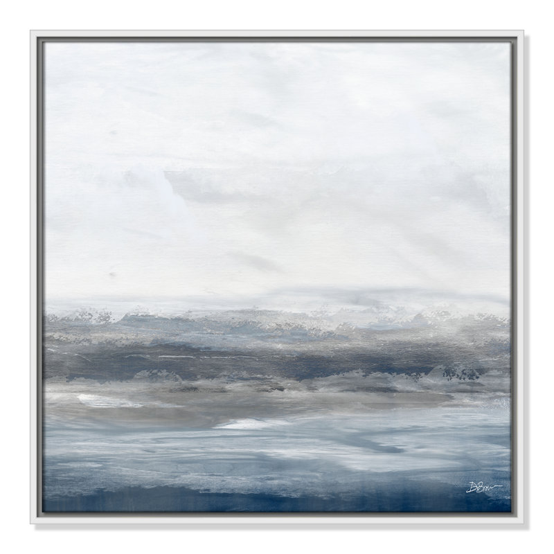 Océan - version carrée par Denise Brown, H 25,5 po x l 25,5 po x P 2 po, Pas de tapis, Cadre flottant blanc