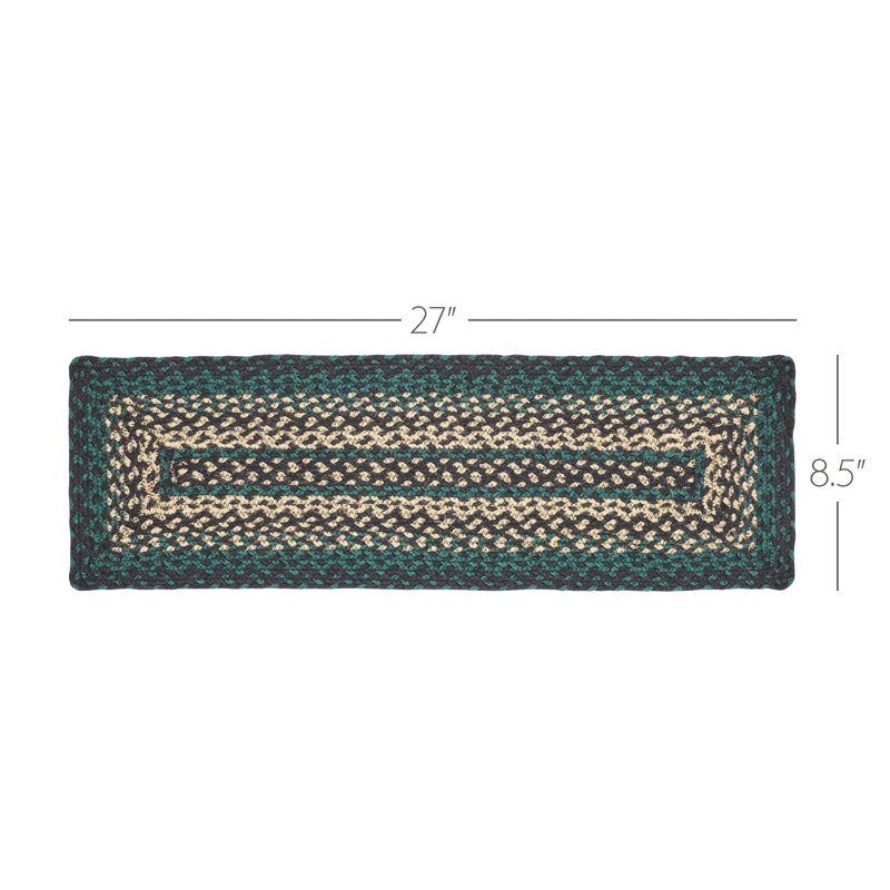 Tapis d'escalier vert pin / beige, Rectangle 8,5 po x 2 pi 3 po