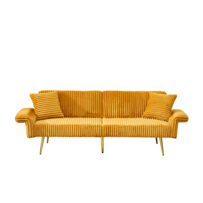 79 Inch Corduroy Sofa Bed, Foldable Double Sofa Bed With Folding Armrests, Suitable For Living Rooms And Small Spaces
