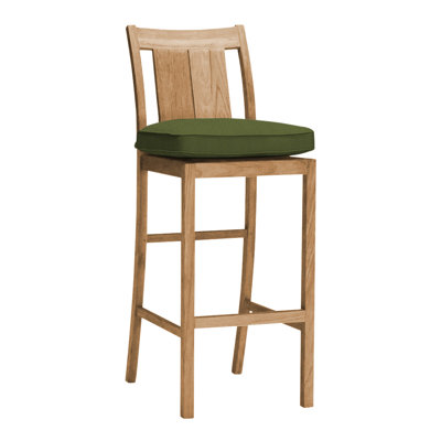 Croquet Teak Outdoor 24.5'' Counter Stool with Cushion