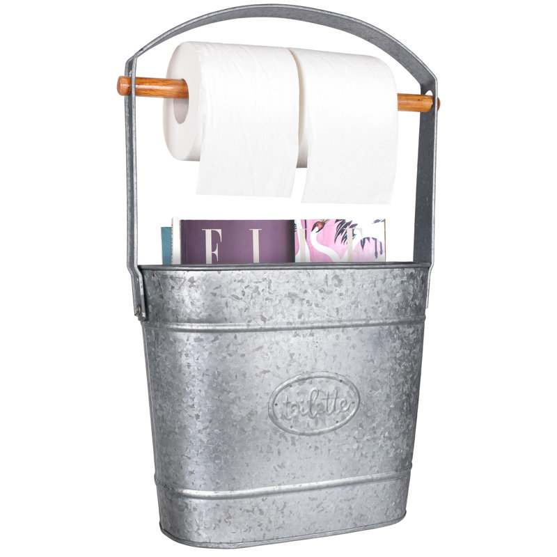 Autumn Alley Free Standing Galvanized Rustic Farmhouse Toilet Paper Holder, Silver
