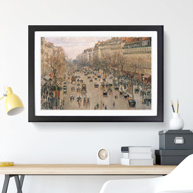 Boulevard Montmartre Vol.4 by Camille Pissarro - Picture Frame Painting, 36cm H x 48cm W x 2cm D, Black
