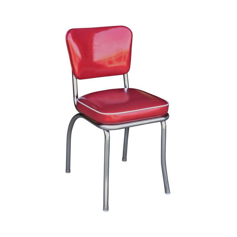 Chaise de salle à manger rembourrée rétro, Rouge paillette scintillante