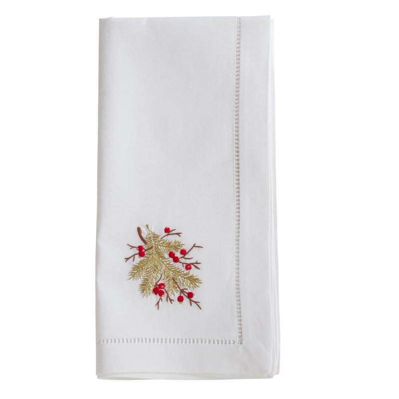 Serviette de coton 20 po point ajouré avec baies brodées Sawin