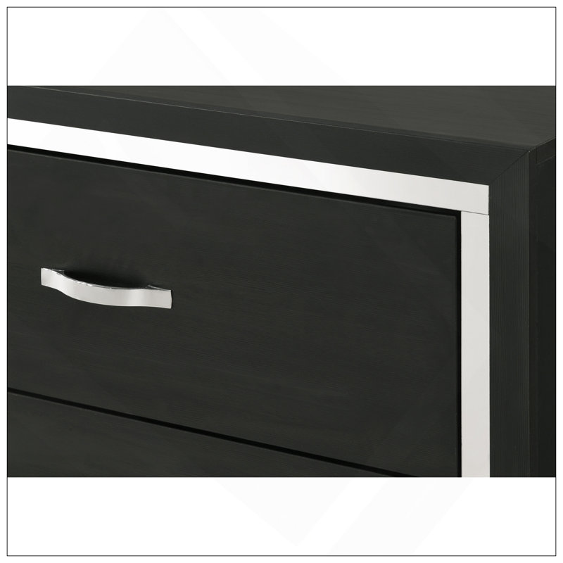 Meuble de chambre à coucher moderne à 1 tiroir Glam 4 tiroirs avec poignées en métal noir