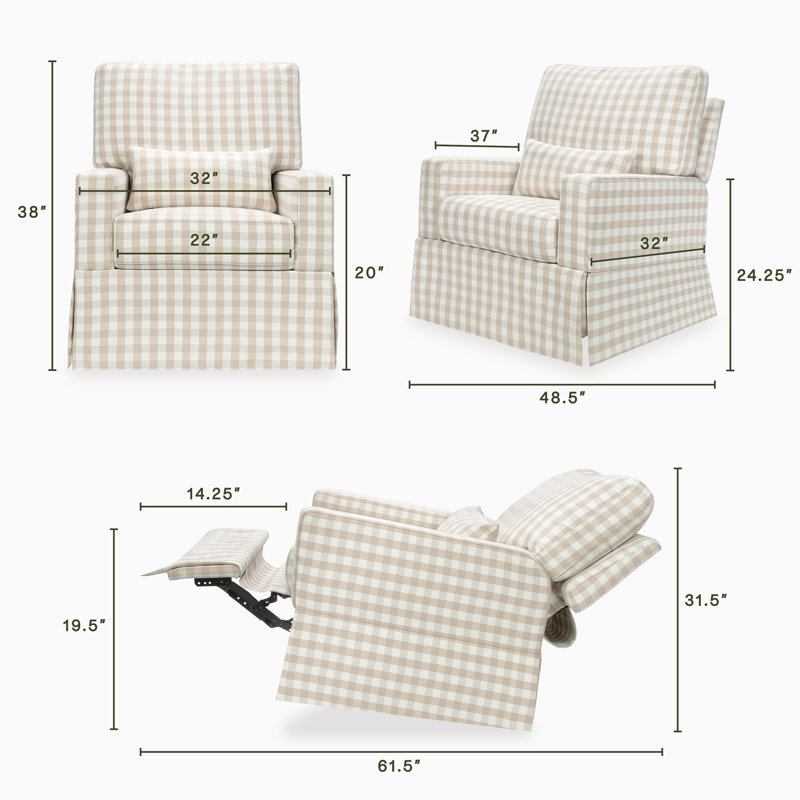 Crawford Recliner and Swivel Glider, Tan Gingham