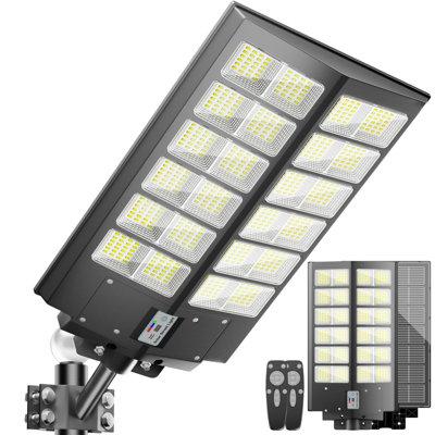 Solar Street Lights Outdoor Commercial Grade 9000W Equivalent, LED Solar Powered Security Light With Motion Sensor, Waterproof Dusk To Dawn Lighting For Parking Lots, Gardens, Pathways And Yards