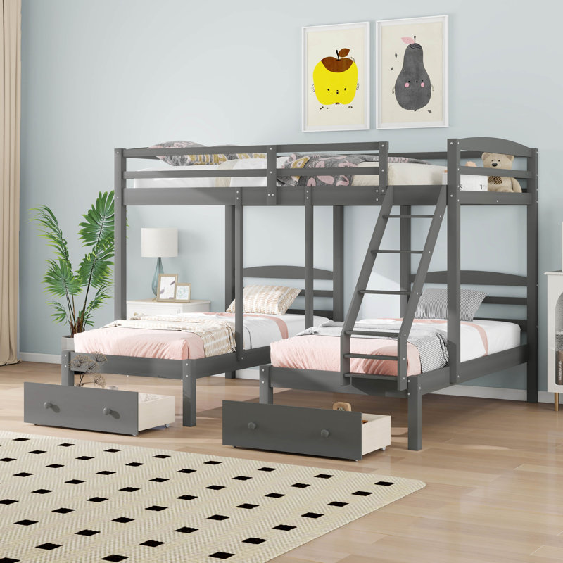 Louna Kids Bunk Bed with Drawers, Full Over Twin