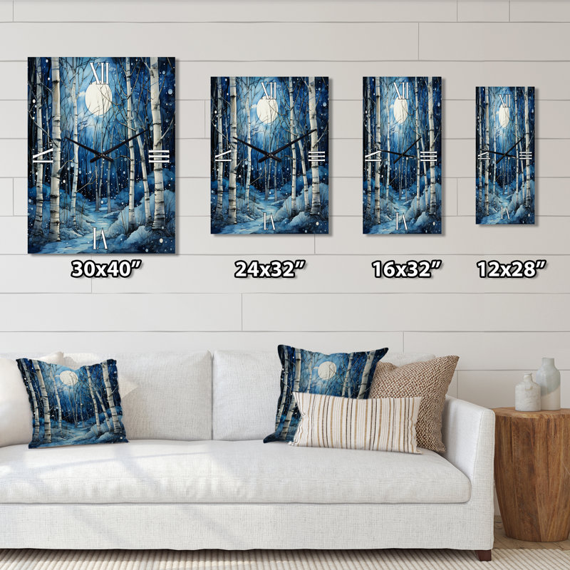 Horloge murale Birch Woods Mystic Moonlight I -, Grand