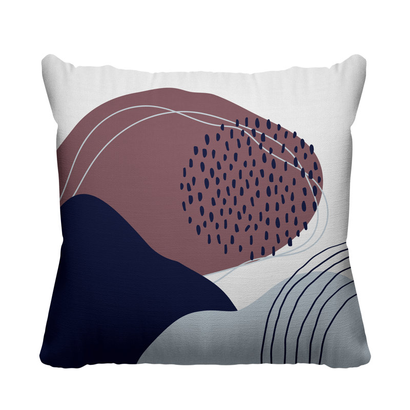 Coussin décoratif intérieur / extérieur Mid-Century Cyn, L 15 po x H 15 po, Mauve / bleu marine