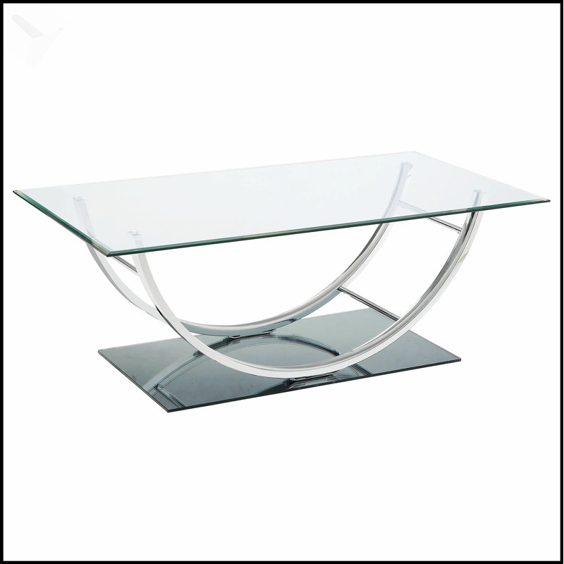 Table basse rectangulaire en U en verre Amelia, design moderne et spacieux pour des espaces de vie élégants.