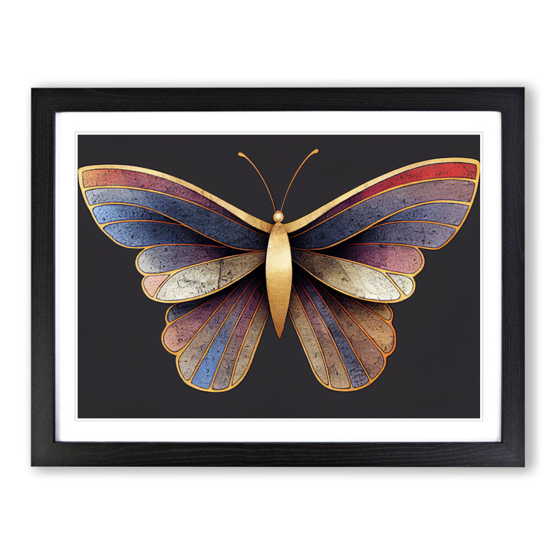 Thrilling Butterfly - Single Picture Frame Print, Black Framed, 46cm H x 64cm W x 2cm D