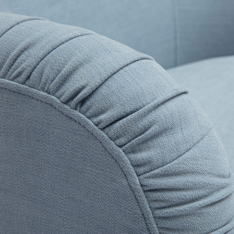 Upholstered Barrel Chair, Blue Polyester Blend