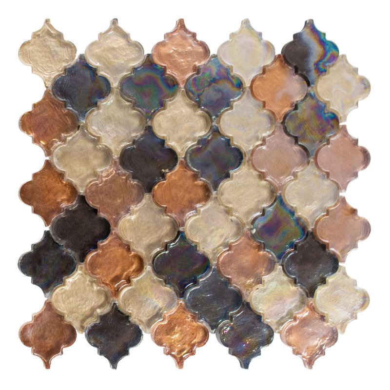 Grandio 2-in. Arabesque Polished Iridescent Glass Wall & Floor Mosaic Tile, Prism