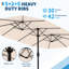Très grand parasol de patio double-face - Parasol de marché extérieur rectangulaire de 15 pi (base non incluse) - Parasol double pour piscine, pelouse et cour arrière - Kaki-1946181083