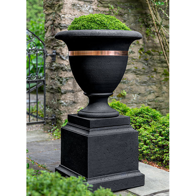 Copper Banded Handmade Planter, Nero Nuovo, 26" H x 24" W x 24" D