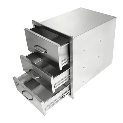 Outdoor Kitchen Drawers Stainless Steel, Flush Mount Triple Drawer,  18Wx23hx23d With Stainless Steel Handle, BBQ Drawers For Outdoor Kitchens Or BBQ Island