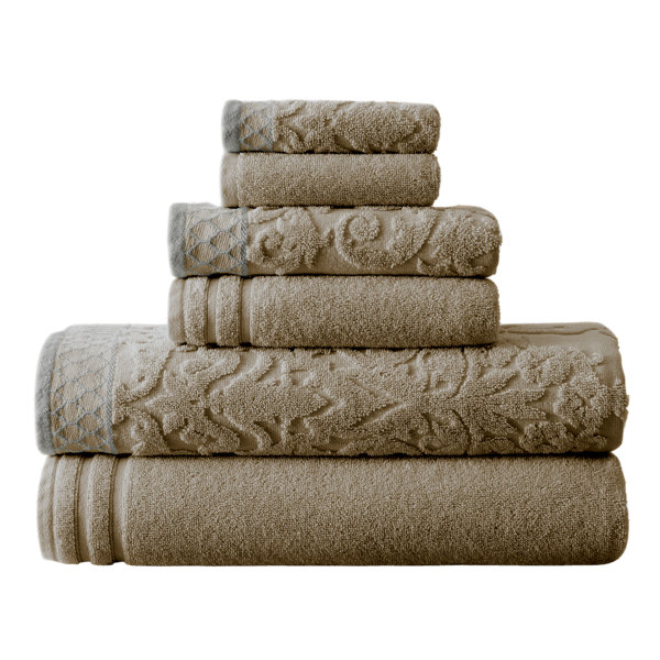 Superior Cotton Jacquard Border 2-pc. Bath Towel Set Grey