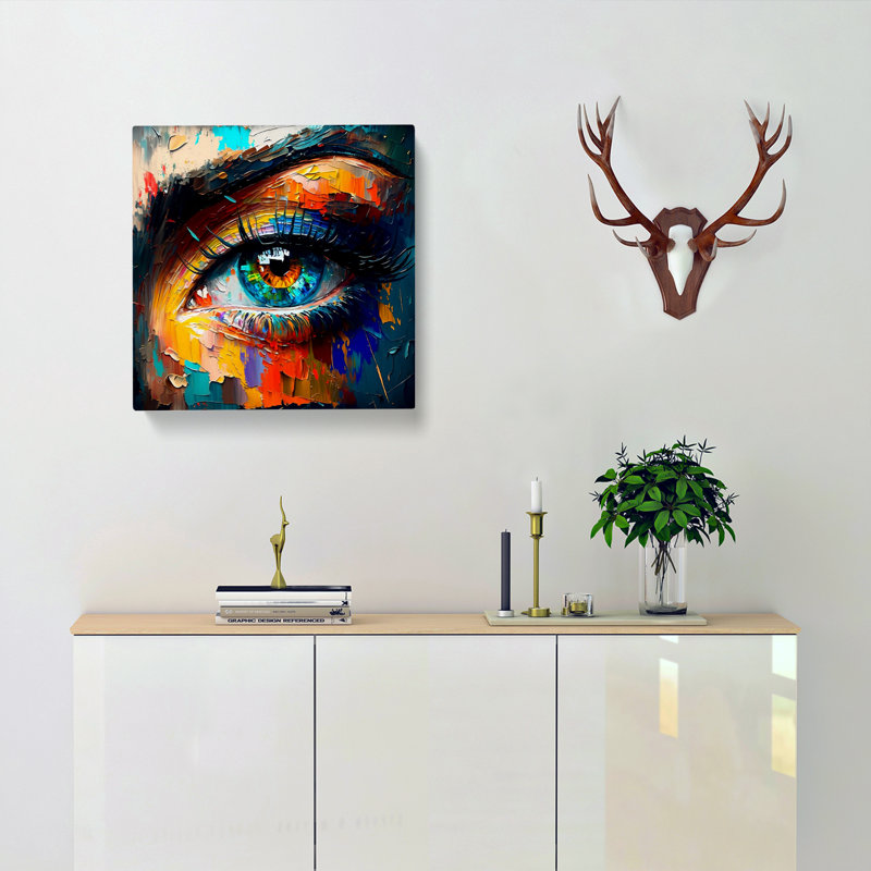 Eye Palette Knife Painting - No Frame Print, 50cm H x 50cm W x 3cm D