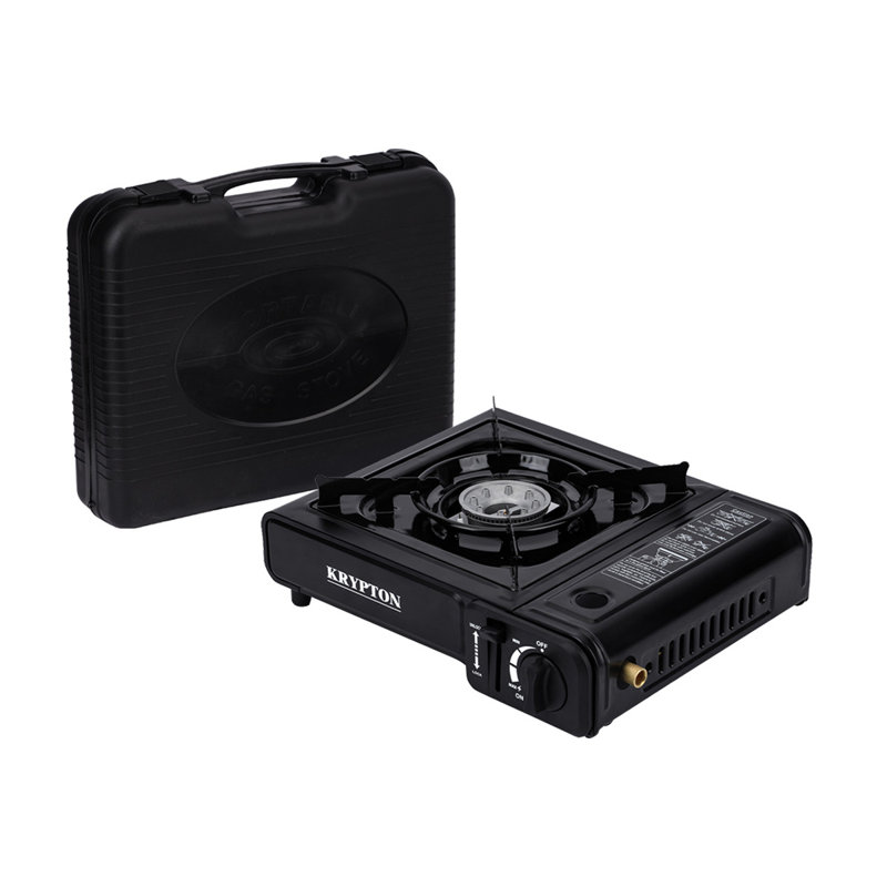 Krypton Portable Gas Stove - Stainless Steel Top, Dual Safety Valve, Over-Pressure Protection - Camping Stove - Plastic Case, Die-Cast Aluminium Burner, Butane Gas - Outdoor and Indoor