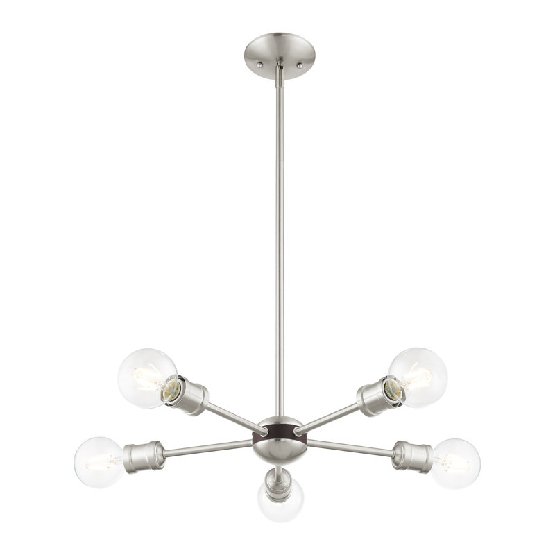 Lustre sphérique Spoutnik à 5 lumières, Nickel brossé