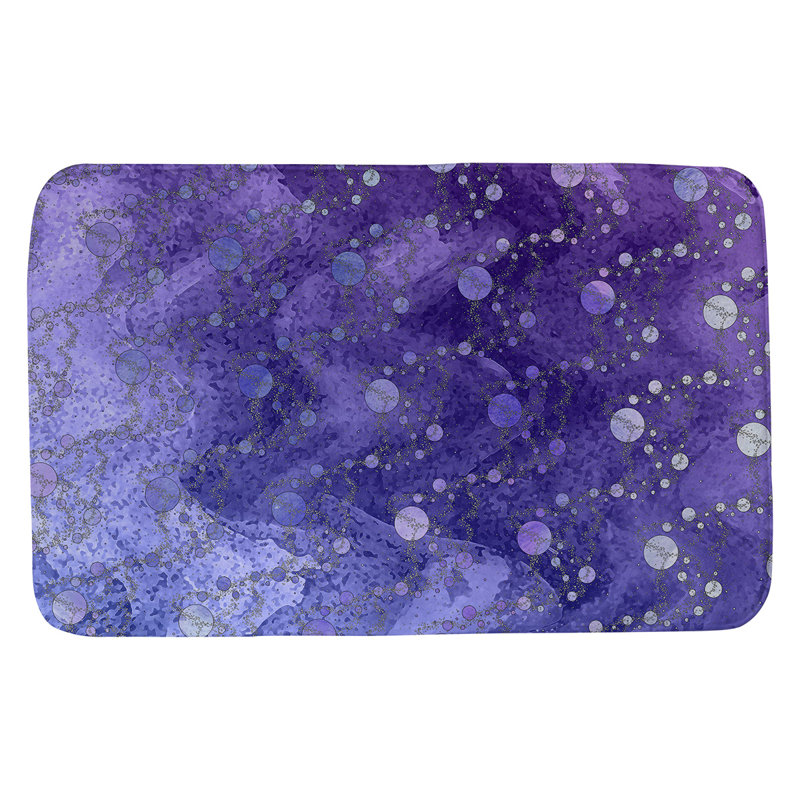Tapis de salle de bain planet stars, l 17 po x L 24 po, Mauve pâle / bleu