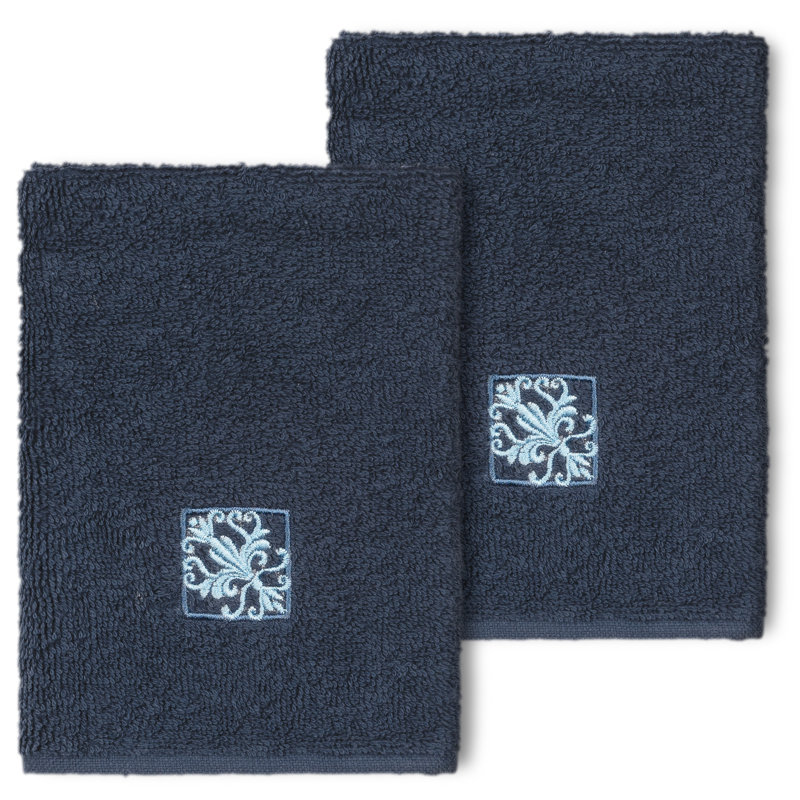 Vivian Turkish Cotton Washcloth, Midnight Blue