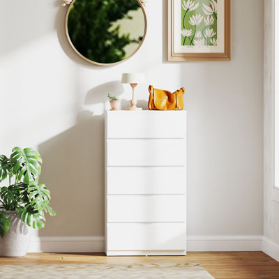 HOMCOM Chest of Drawers 5 Drawers for Bedroom Living Room White