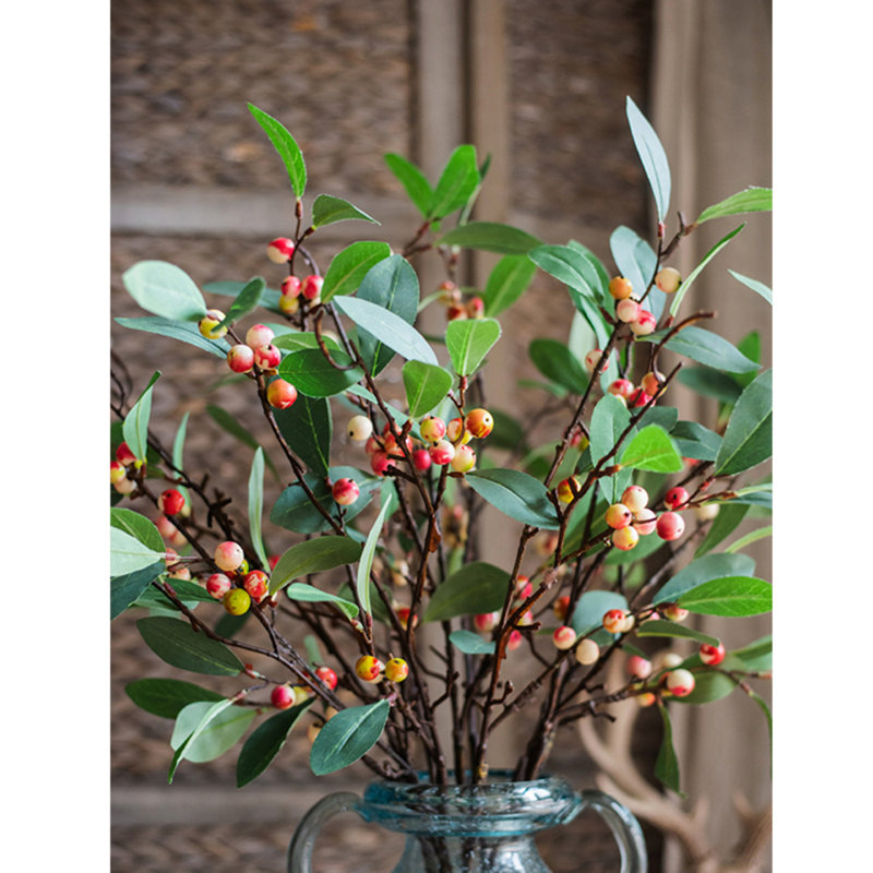 Tige de feuille snow berry, 5 tiges, Rouge