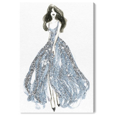 " Fashion And Glam Spring Elegance In Blue Dress " Painting Print