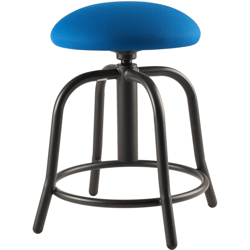 Adjustable Height Ergonomic Lab Stool with Footrest, Cobalt Blue, Black