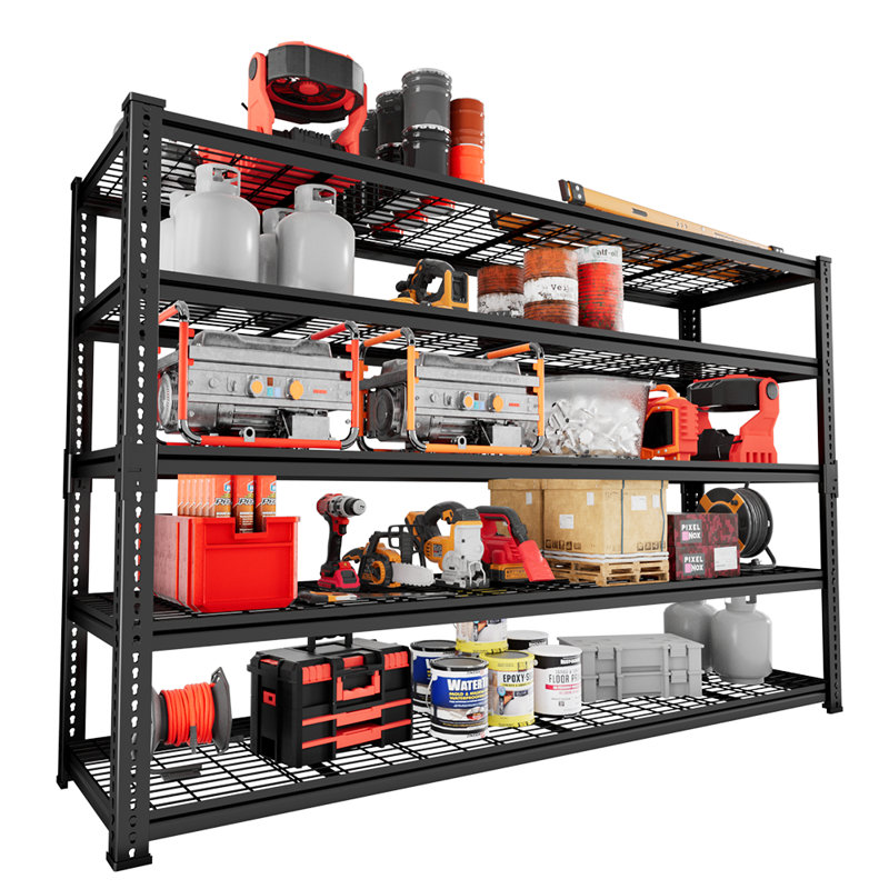 Rikuto Adjustable Heavy Duty Metal Shelving Unit For Garage,Pantry,Storage,Toolsheds, Warehouses, 78" H x 60" W x 24" D