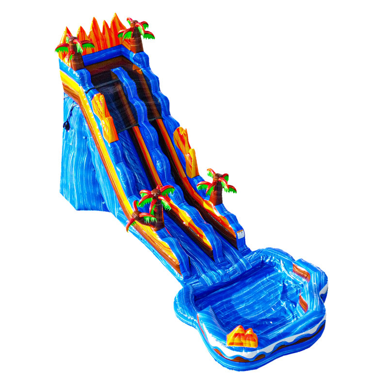 Glissade d'eau de qualité commerciale 19 pi avec piscine profonde JumpOrange Oasis