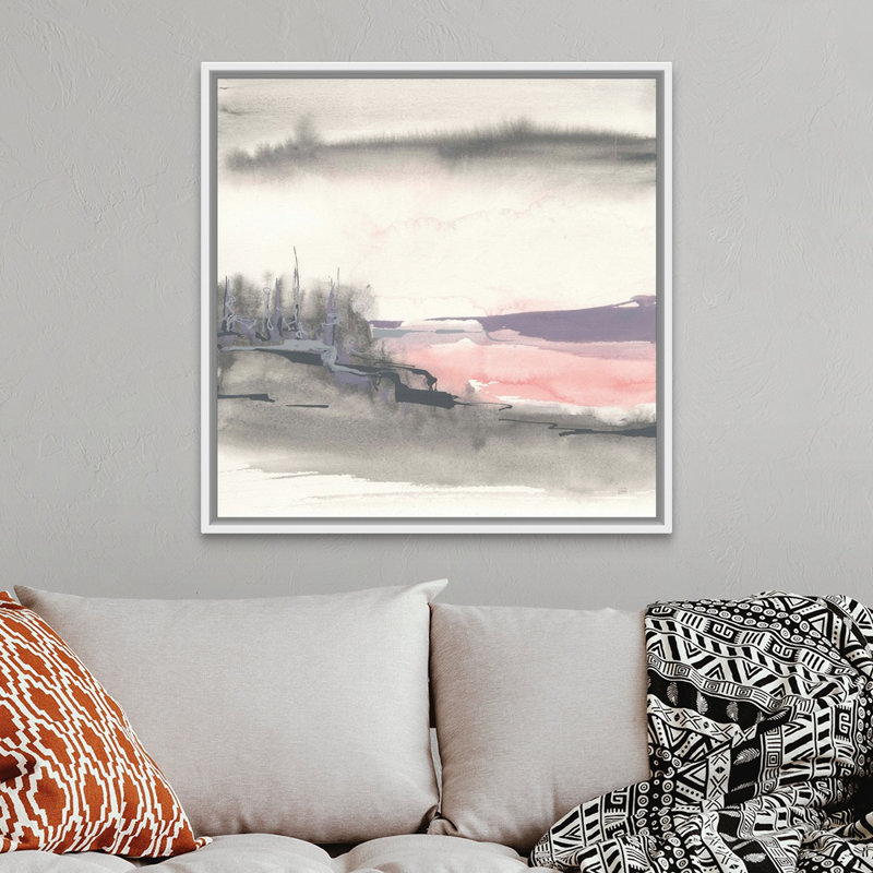 Blush Valley I - Print on Canvas, White Floater Framed, 38" H x 38" W x 1.75" D